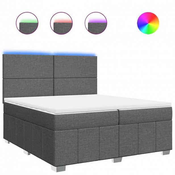 vidaXL Box spring postel s matrací tmavě šedá 200x200 cm textil