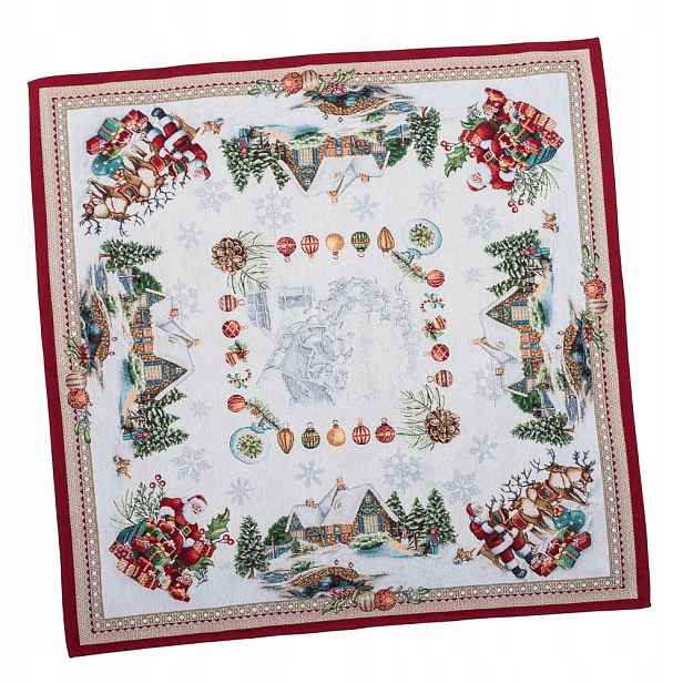 Gobelínový ubrus 97x100 cm elegantní vánoční vzor zimní město Mikuláš