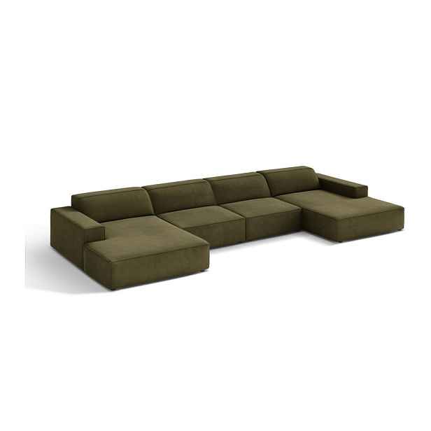 Khaki sametová rohová pohovka (do "U") Jodie – Micadoni