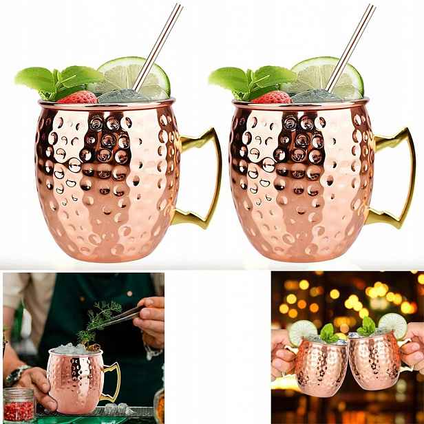 Měděný hrnek na vodu 530 ml 2ks měděný kladívkový