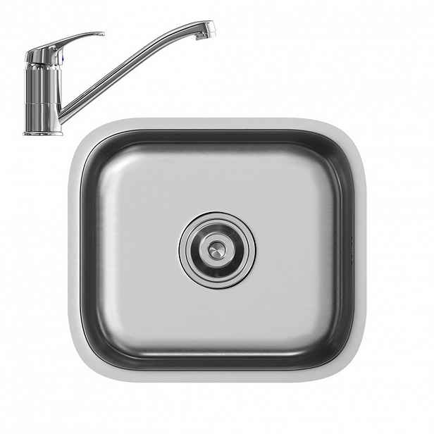 Vicco DŘEZ Flova Ocel 39 x 44 cm Sada s kohoutkem, přívodem a odvodem