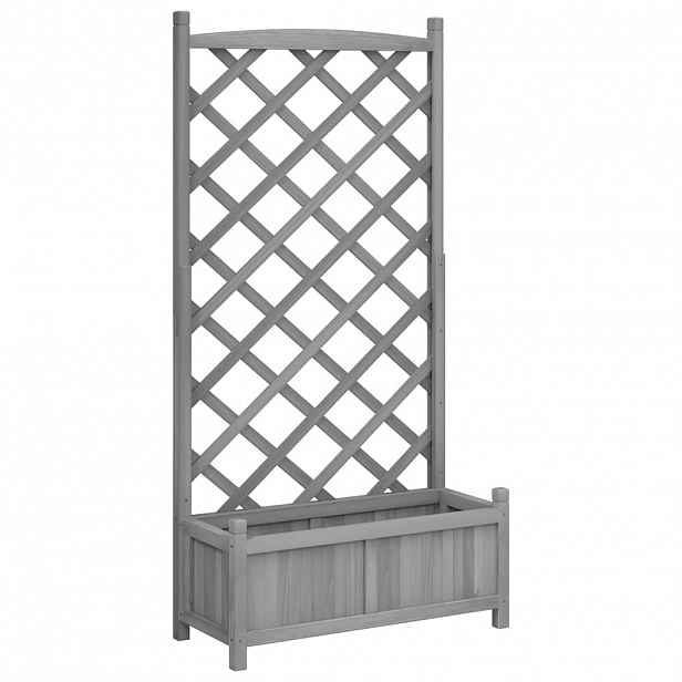 vidaXL Květináč s mřížkou šedý 75 x 35 x 150 cm masivní jedlové dřevo