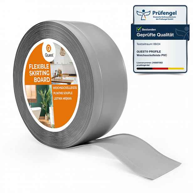Podlahová lišta Pvc soklová flexibilní 70/20 šedá, 25 m