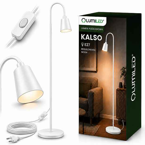 Led Stojací Lampa Podlahová Stolní E27 Bílá Nastavitelná na Čtení