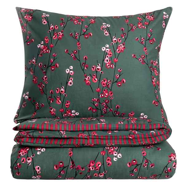 Povlečení Hollyberry bavlněné s vánočním vzorem 220x200 2*70x80 cm Homla