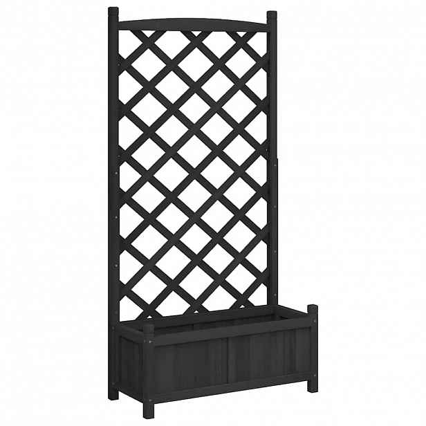 vidaXL Květináč s mřížkou černý 75 x 35 x 150 cm masivní jedlové dřevo
