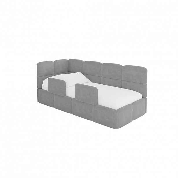 ALTDECOR JEDNOLŮŽKOVÁ POSTEL pro mládež s úložným prostorem a matrací H3/H4, vpravo - KIVY 90x200 šedá