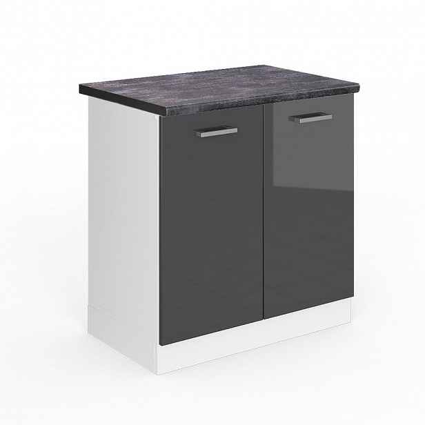 Vicco SKŘÍŇKA POD DŘEZ R-Line Antracitový vysoký lesk 80 cm , PD Antracit