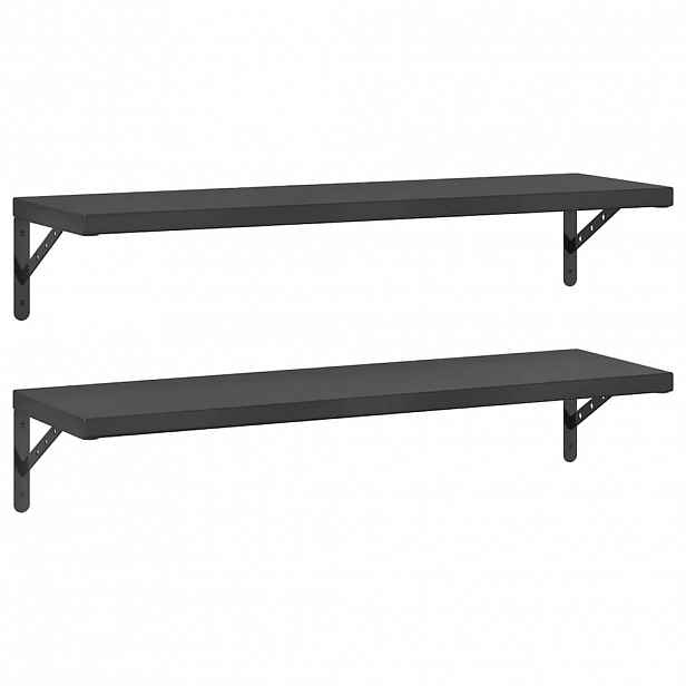 vidaXL Nástěnné police 2 ks 100 x 30 cm stříbrné nerezová ocel