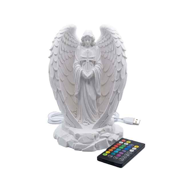 Andělská Led Lampa Rgb S Dálkovým Ovládáním Usb 16 Barev, Dekorativní Figurka 20 CM