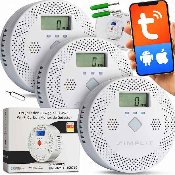 Detektor Oxidu Uhelnatého Detektor Oxidu Uhelnatého Co WiFi Tuya Smart Life Simplit