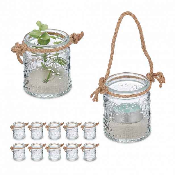 Relaxdays SVÍCEN Transparentní přírodní 12dílná sada sklo