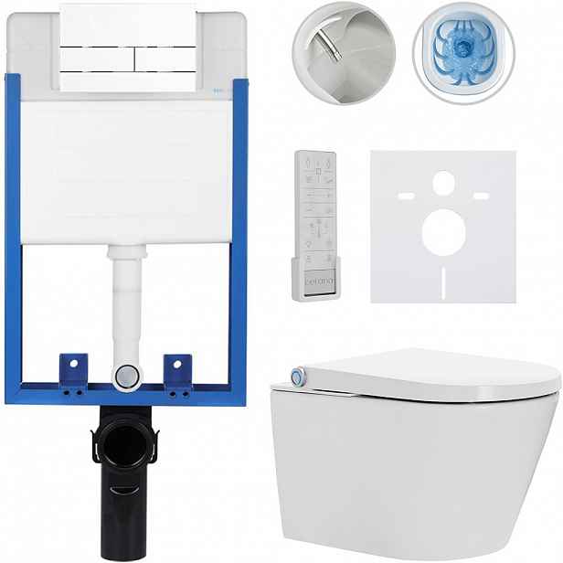 Kompletní WC set Profi/Cronus Premium - bílá lesklá - WC tlačítko Line/Bílá - pro zazdění - 59,3x38,4 cm