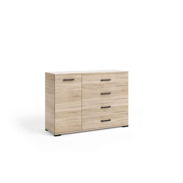 MASSENO KOMODA ALBANO, 120/83/40 cm se 4 zásuvkami, počet dvířek: 1, dub Sonoma
