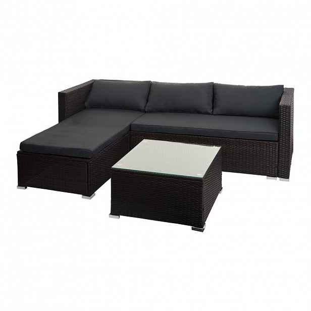 MCW POLY-RATTAN SADA Hnědá, šedá