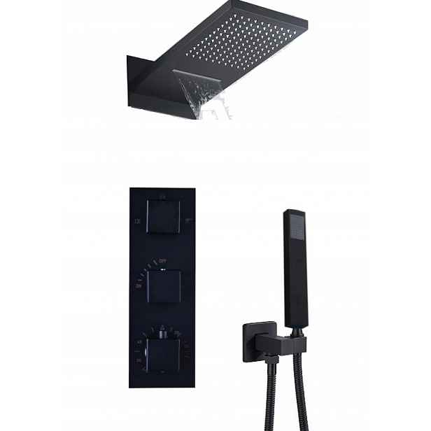 Podomítkový Termostatický Set Vodopád Černý Mat