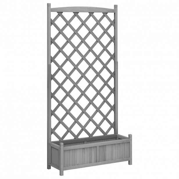 vidaXL Květináč s mřížkou šedý 90 x 35 x 180 cm masivní jedlové dřevo