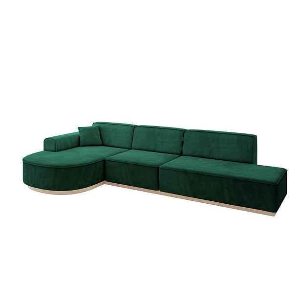 ALTDECOR ROHOVÁ SEDAČKA s otomanem, levá ARRIO-L2 328x171x83 Zelená Velur