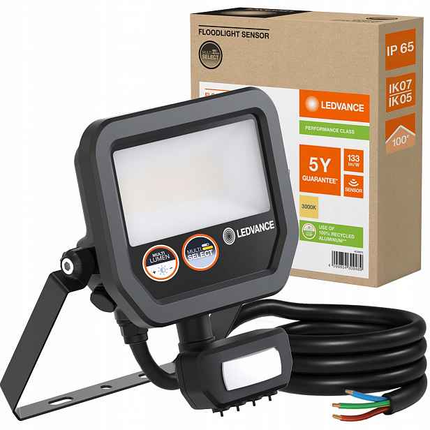 Led reflektor 17W 2200lm 3000K IP65 Snímač pohybu soumraku