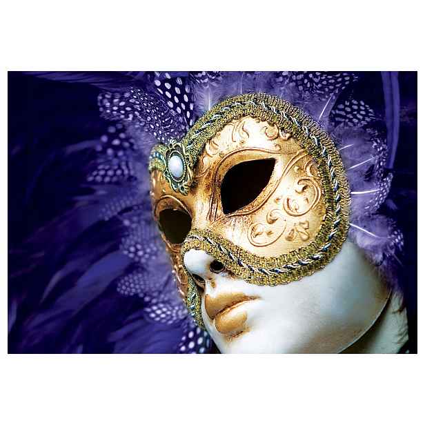 Vliesová fototapeta Benátský karneval maska zlatá fialová 312x219 lepidlo