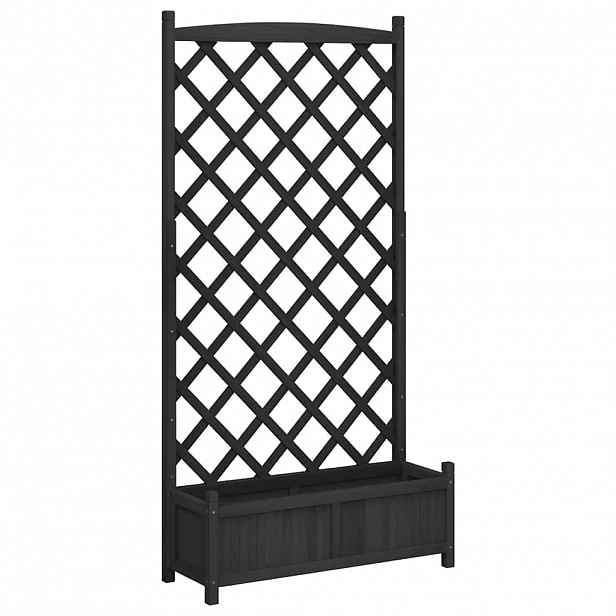vidaXL Květináč s mřížkou černý 90 x 35 x 180 cm masivní jedlové dřevo