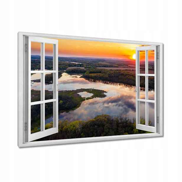 Obrazy 120x80 Řeka Les Západ slunce