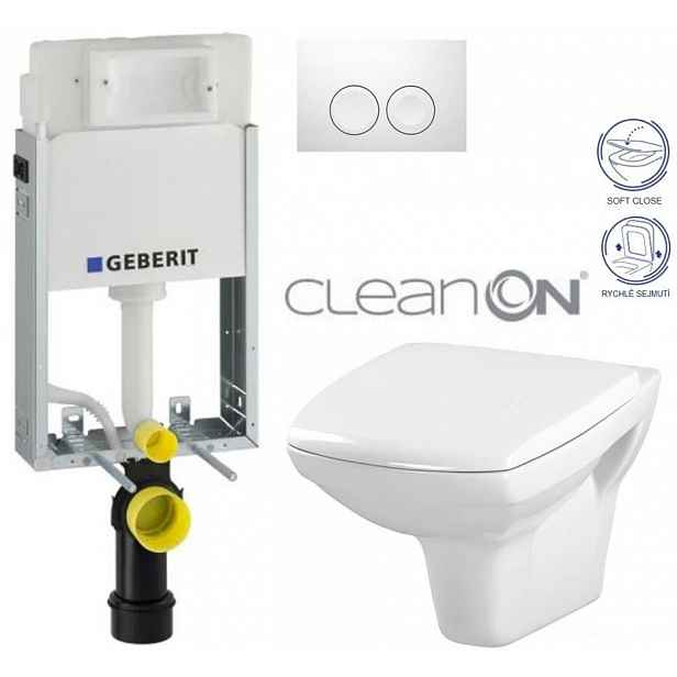 GEBERIT KOMBIFIXBasic vč. bílého tlačítka DELTA 21 + WC CERSANIT CLEANON CARINA + SEDÁTKO 110.100.00.1 21BI CA2