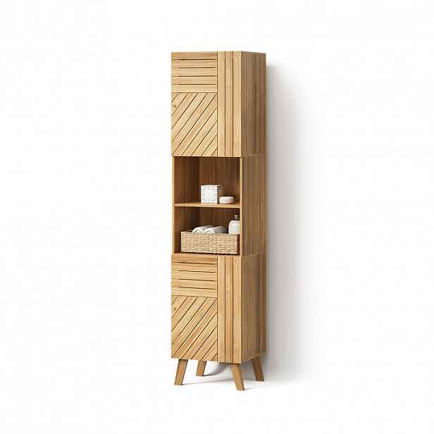 Livinity® KOUPELNOVÁ SKŘÍŇKA Olona, Bambus, 40 x 177 cm se 2 dveřmi