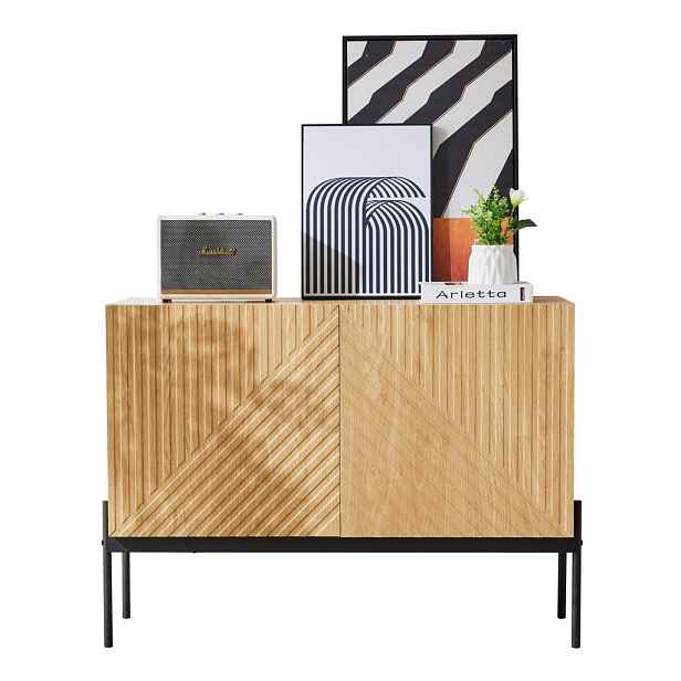 Modenvie SIDEBOARD 100/40/75 cm z dřevotřísky v přírodní barvě se 2 dvířky a kovovými nohami