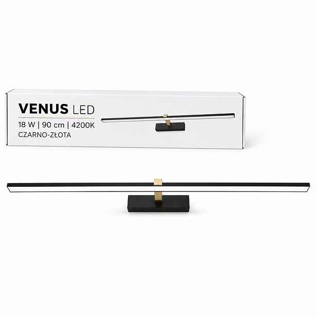 Obchodní lampa Venus 18W 90 cm černo-zlatá Led 4200K IP44 nástěnná