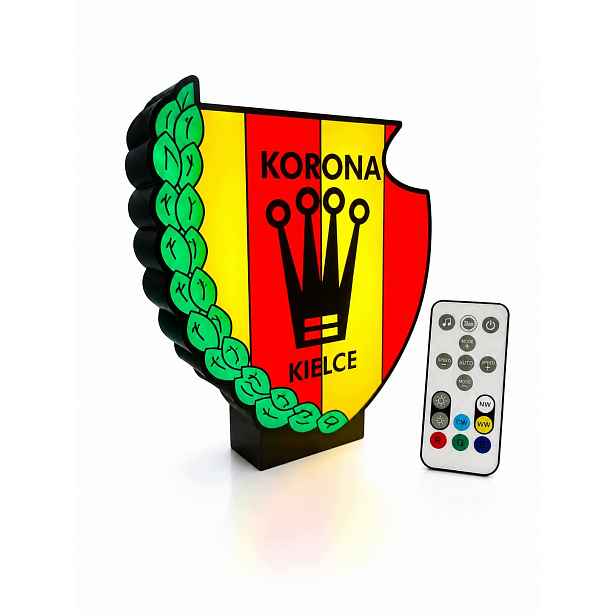 Podsvícený Erb Koruny Kielce 3D Led Rgb 21 cm Koruna Dálkové ovládání Usb Fanoušek