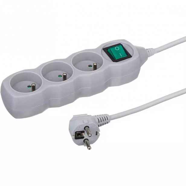 Prodlužovací kabel s vypínačem 3G 3X1 Z/U 1,5 m šedý