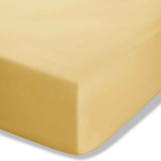 Žluté napínací perkálové prostěradlo 90x190 cm Easy Iron Percale – Catherine Lansfield