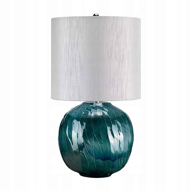 Porcelánová stolní lampa modrá kulatá, šedá, stínidlo 55 cm Elstead