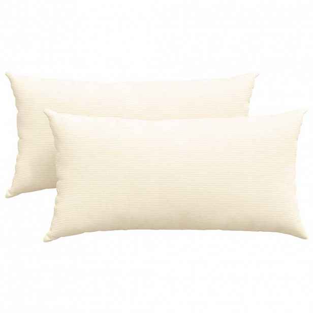 vidaXL Pohovkové polštáře 2 pcs Krémová 80 x 40 cm Žebrovaná látka