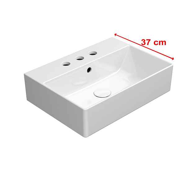GSI KUBE X keramické umyvadlo 50x37cm, broušená spodní hrana, 3 otvory, bílá ExtraGlaze