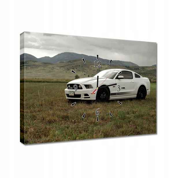 Nástěnné hodiny 60x40 Bílé Ford Mustang