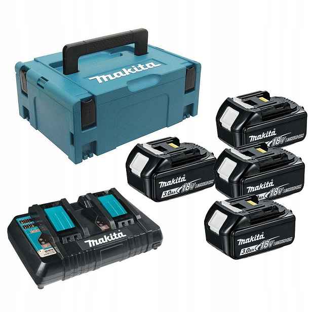 Sada Makita 197970-3 4 x Akumulátor 3.0Ah BL1830B Nabíječka DC18RD Kufr