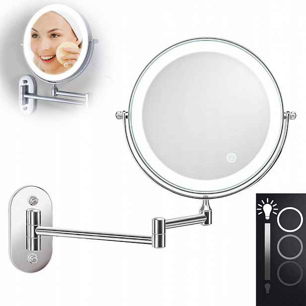 Nástěnné kosmetické zvětšovací zrcátko na make-up s Led světlem