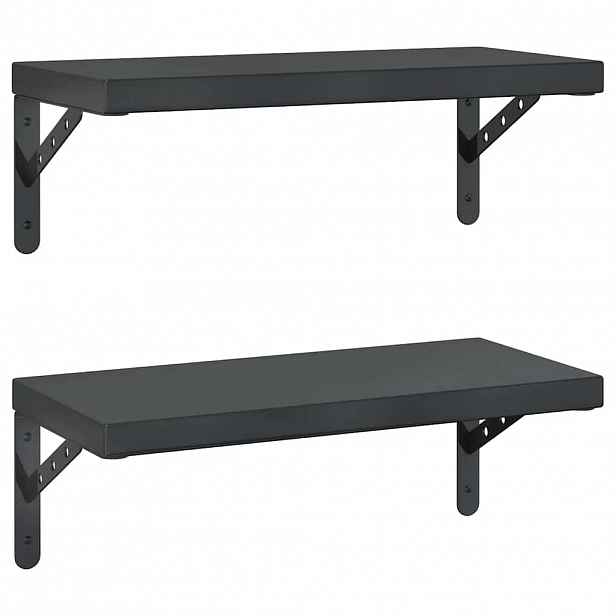 vidaXL Nástěnné police 2 ks 50 x 23,5 cm černé nerezová ocel