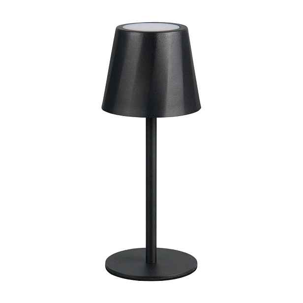 Matně černá LED stolní lampa s kovovým stínidlem (výška 21 cm) Diaz – Reality