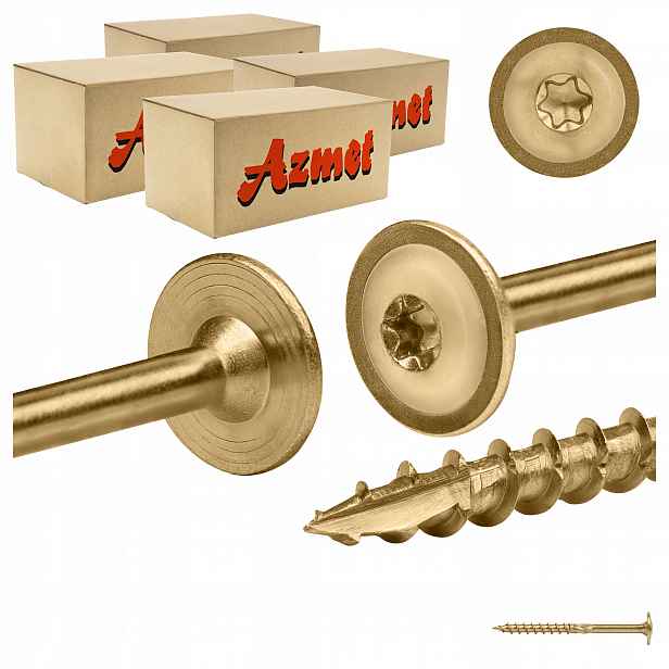 Tesařské vruty 8x100 mm Torx na talířové dřevo 200 ks Azmet WCT-0810