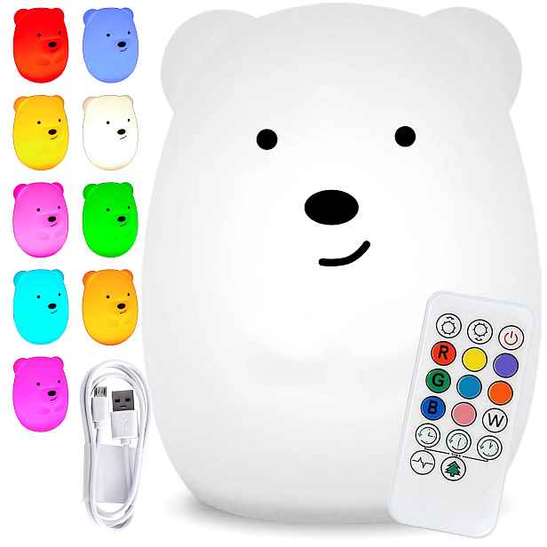 TZB Dětská stolní LED lampa Bear bílá