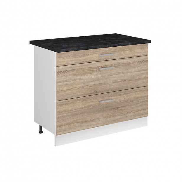 Vicco SPODNÍ SKŘÍŇKA KUCHYŇSKÉ LINKY R-Line, Sonoma/Bílá, 100 cm pracovná doska antracitová