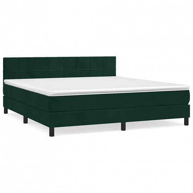 vidaXL Box spring postel s matrací tmavě zelená 160x200 cm samet