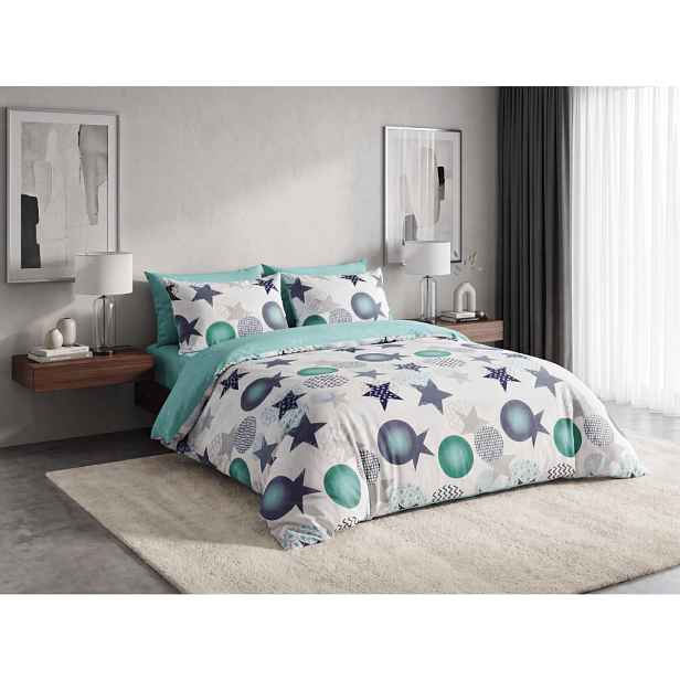 Flanelové povlečení z mikrovlákna MINT STARS barevné Rozměr povlečení: 2 ks 70 x 90 cm | 200 x 220 cm