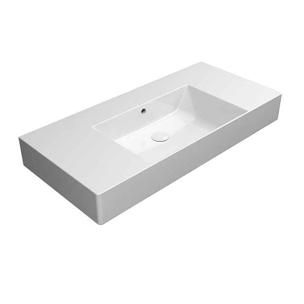 GSI KUBE X keramické umyvadlo 100x47cm, s odkládacími plochami, broušená spodní hrana, bez otvoru, bílá ExtraGlaze