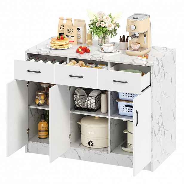 OKWISH KUCHYŇSKÝ ostrov 120/60/90,5 cm bílá z MDF s barovým prostorem a úložným prostorem