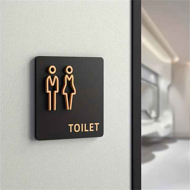TEMU 2D Plochá, Akrylová Cedule do Koupelny, Montáž na Dveře, Plaketa s Plastovým Povrchem, Ikony Pánské/Dámské Toalety/WC, 3D Design, Stylová a