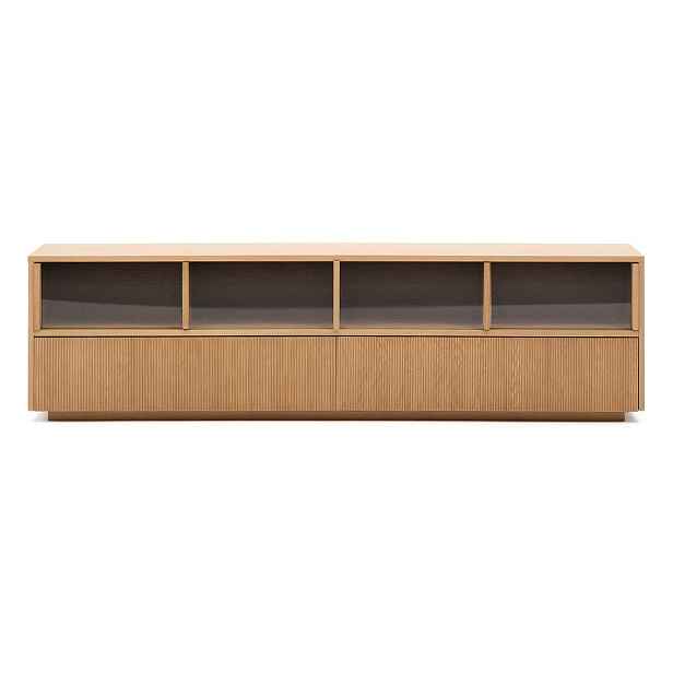 TV stolek v dekoru dubu v přírodní barvě 200x54x40 cm Helvine – Kave Home